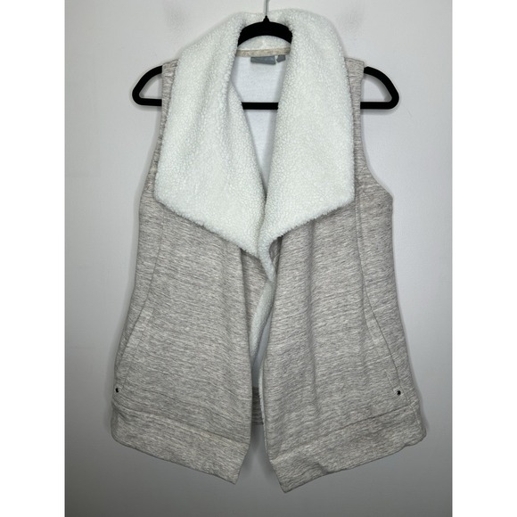 Athleta Apres Anything Vest Womens Tan Sherpa Fleece Lined Open Front Size Med - Picture 2 of 10